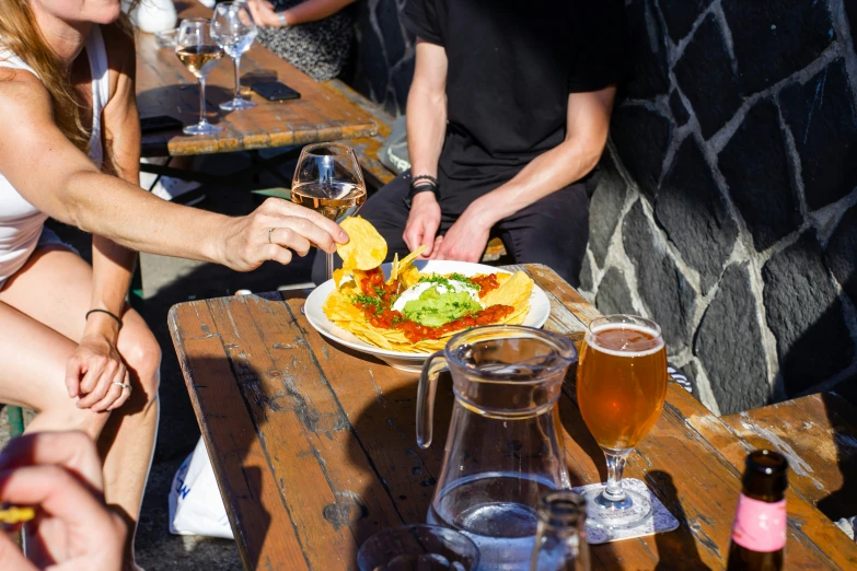 a group of people eating at a table