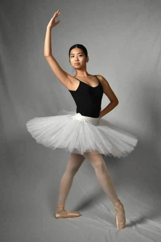 a ballerina posing for a po wearing a tutu