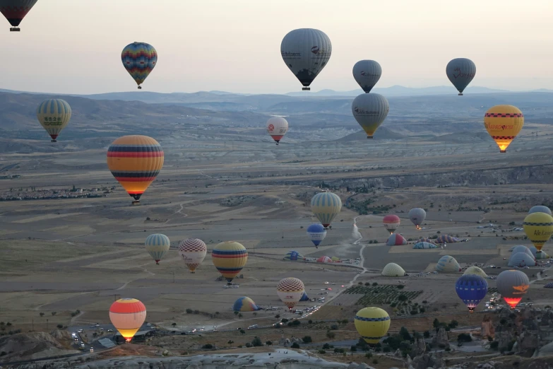 a large number of  air balloons in the sky