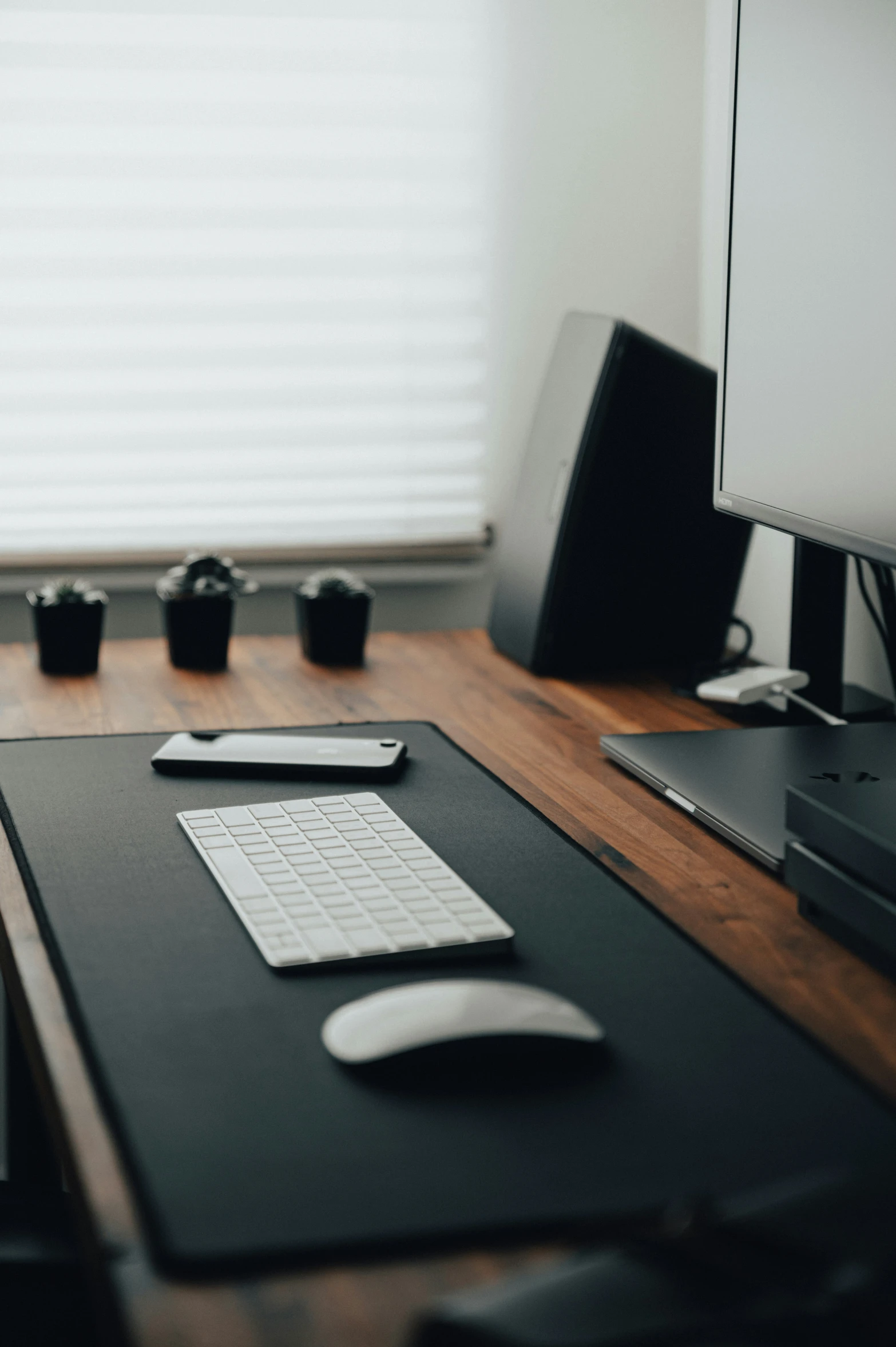 a computer and mouse are sitting on the desk