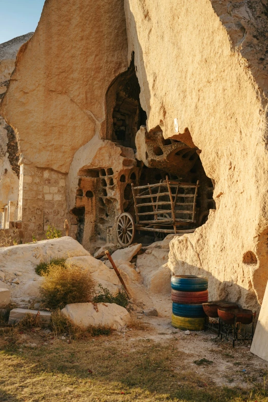 there is a house made out of rock