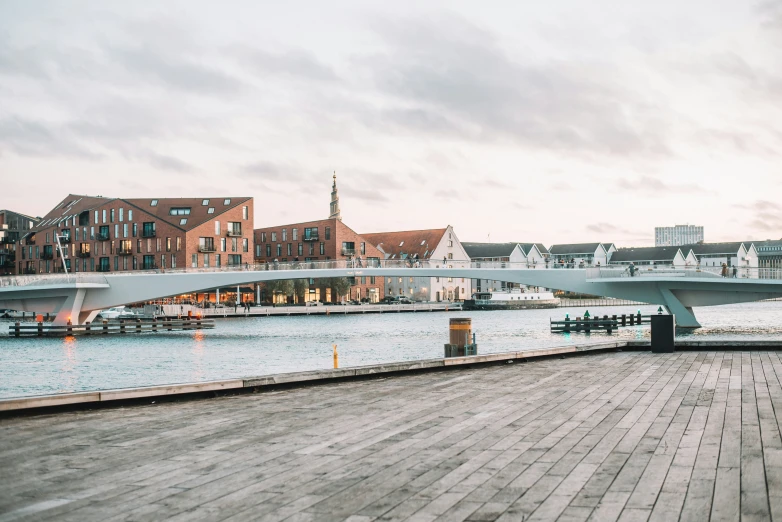 the walkway is next to a body of water