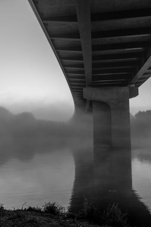 the view from below a bridge of water