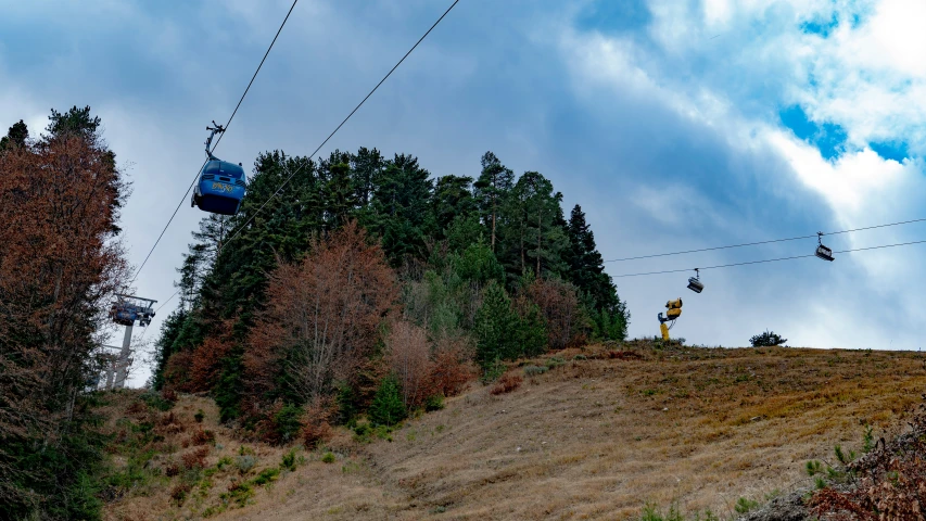 there is a ski lift up in the air