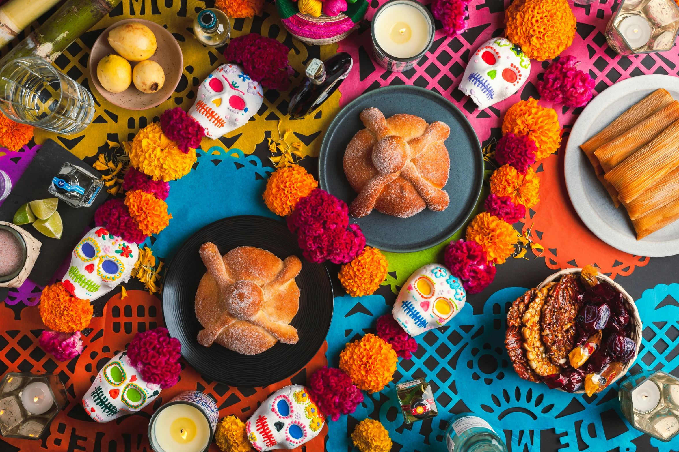 a close up of plates with pastries