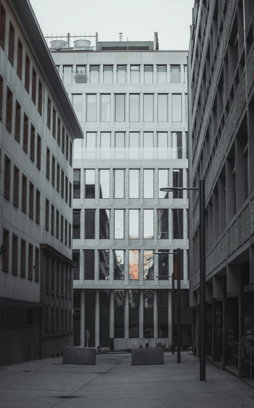 a view of a building through the windows of another building