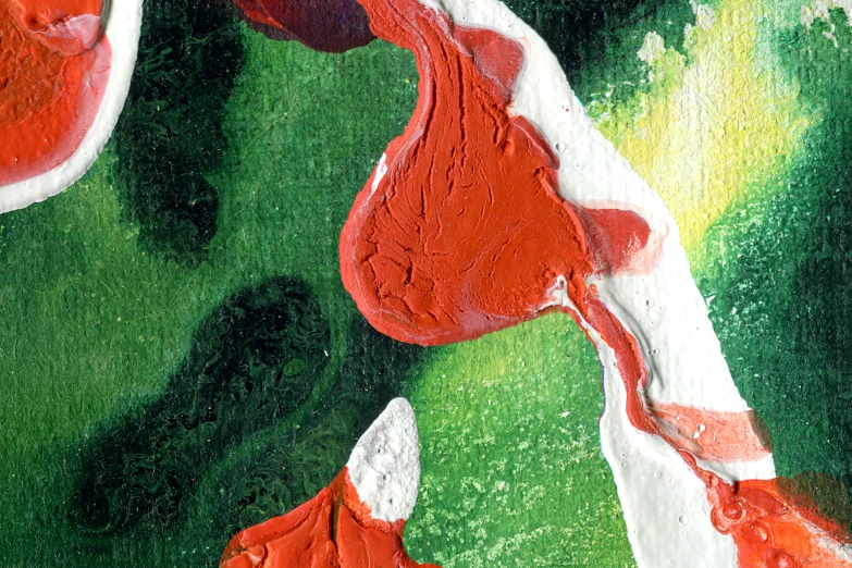 painting of green and red lines in an abstract background