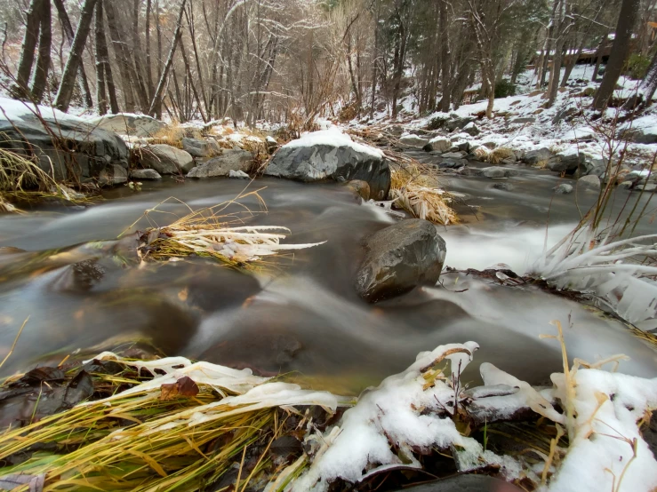 an image of a winter landscape with water