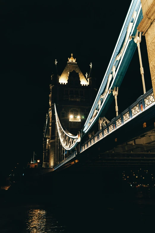 light streaks can be seen on the bridge at night