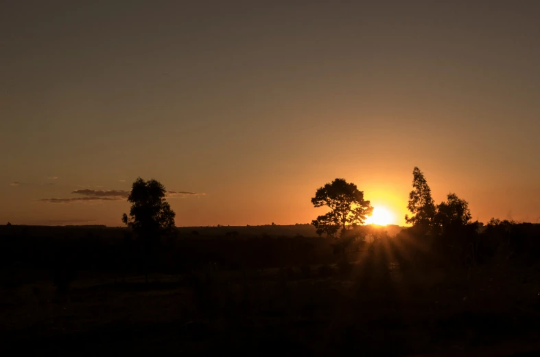 the sun shines on a large open field