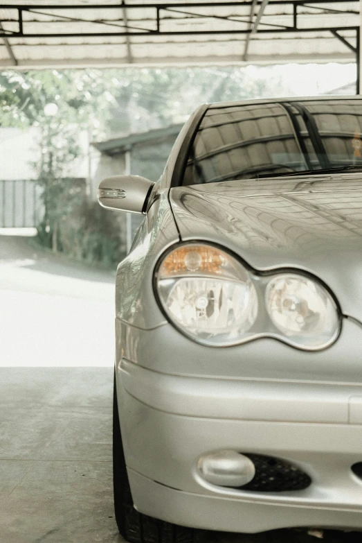 a car is parked in a parking space