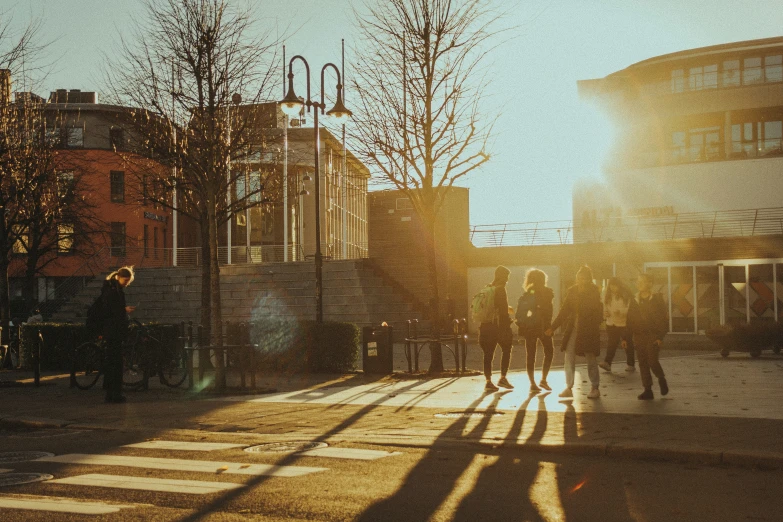 a po taken of people walking on the road