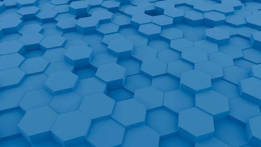 a bunch of blue hexagonals stacked together in a pattern