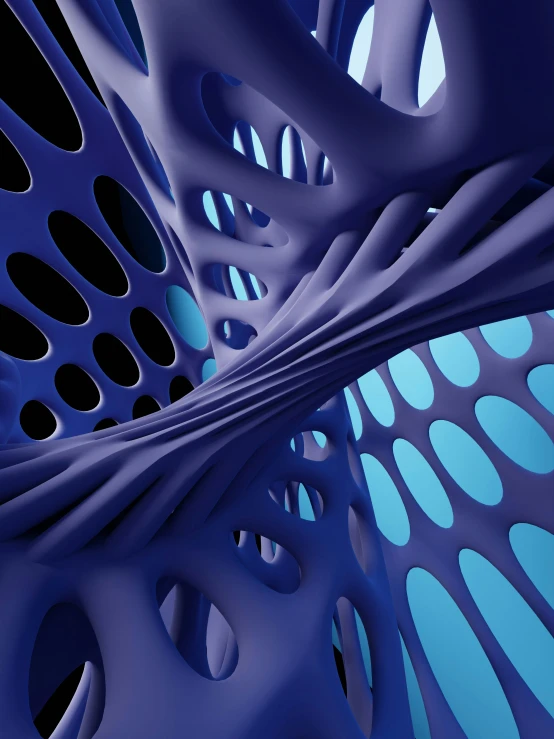 an abstract abstract image of blue and white curves