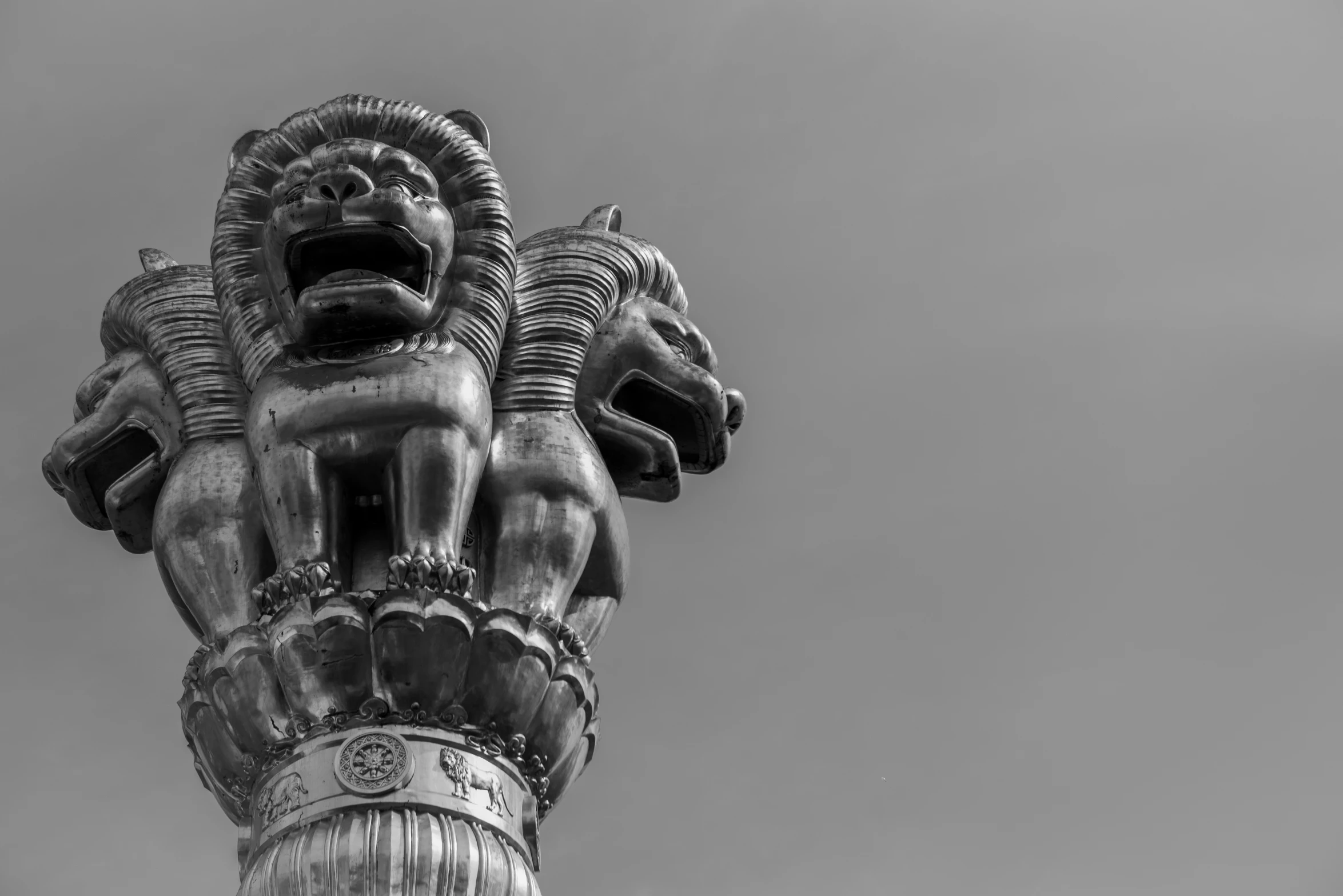 a view up at the top of a statue