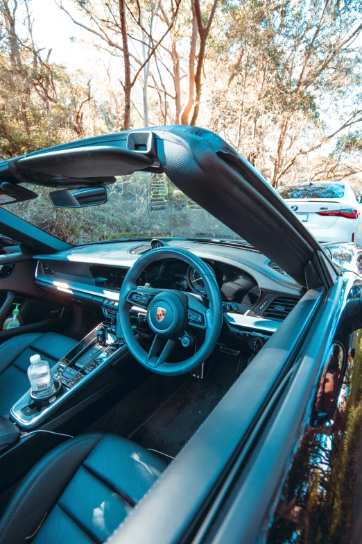 there is a interior view of the inside of a car