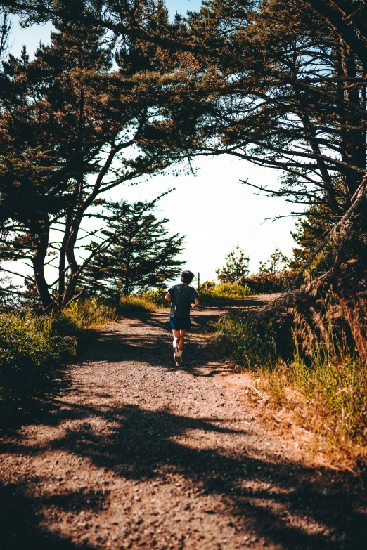 the view from inside a tent shows a person walking alone