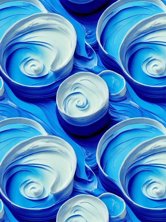 blue and white plates with different swirls on them