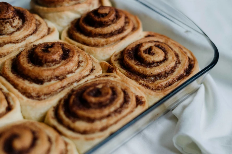 several cinnamon rolls that have been folded in half