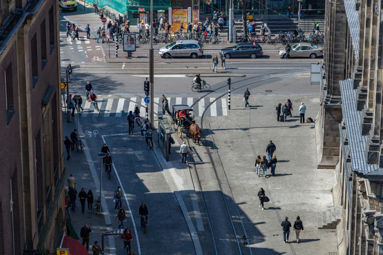 a city street and a couple of people riding bikes