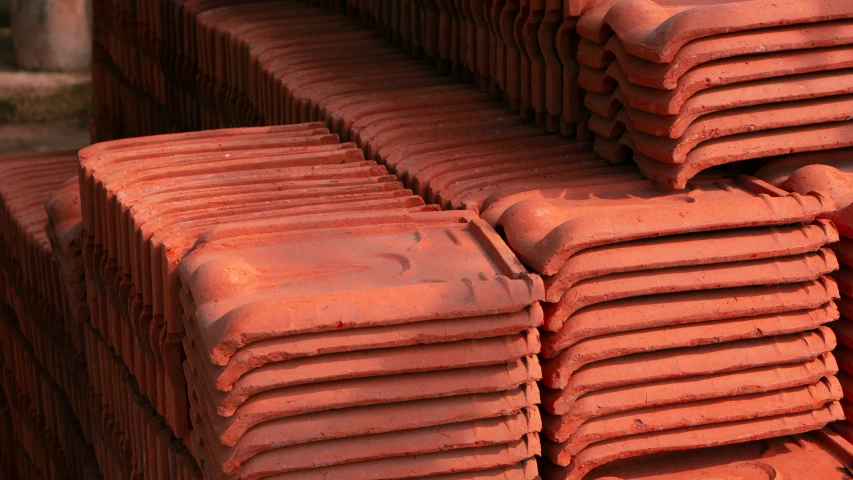 a pile of orange blocks sitting next to each other