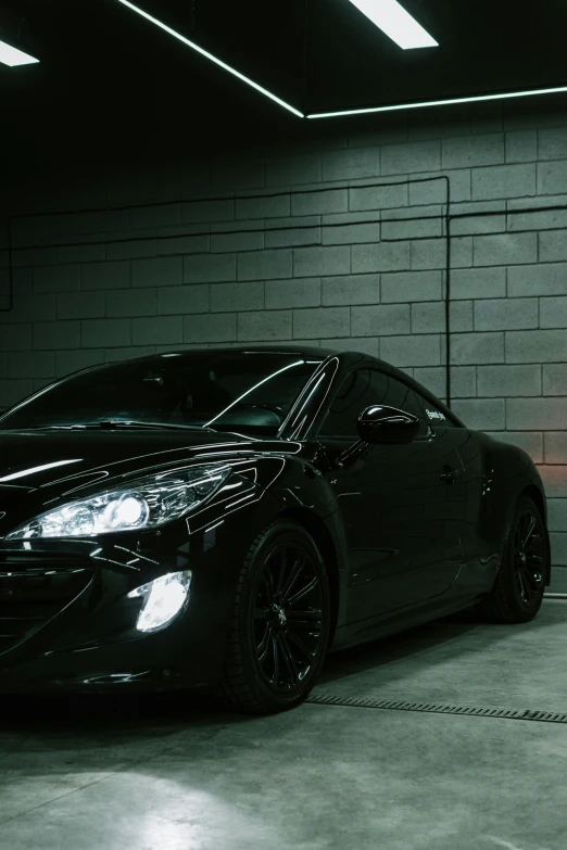 a car is sitting in an empty garage