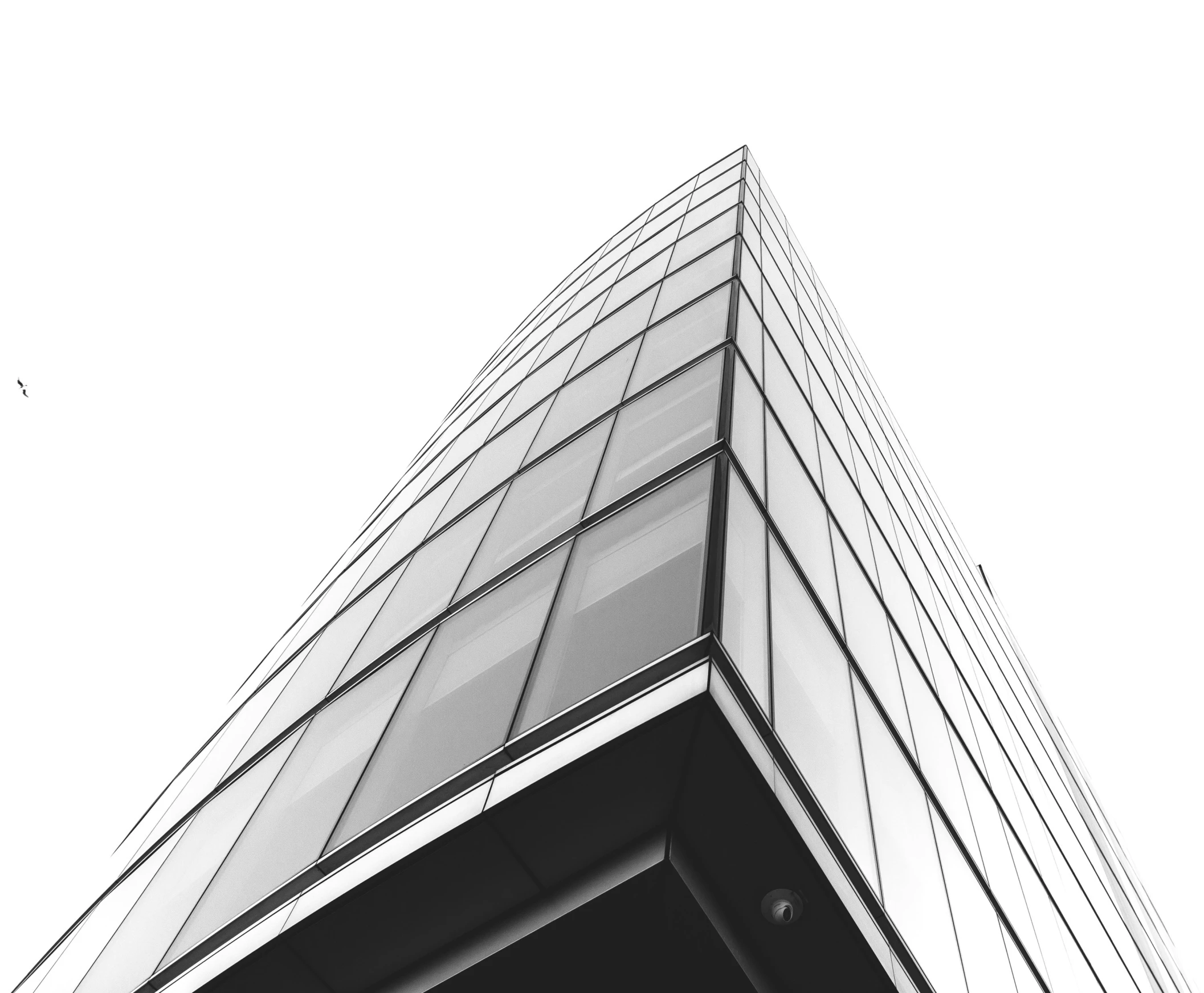 a tall building on a white and black background