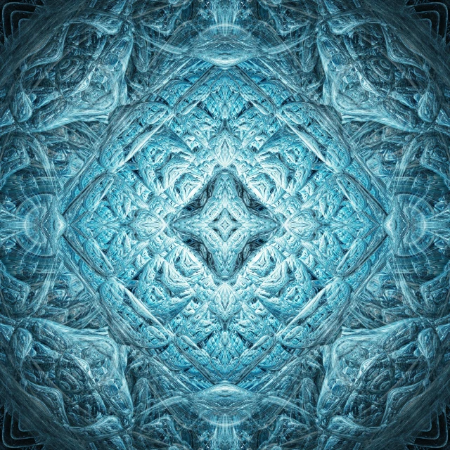 an abstract blue background with an ornate motif