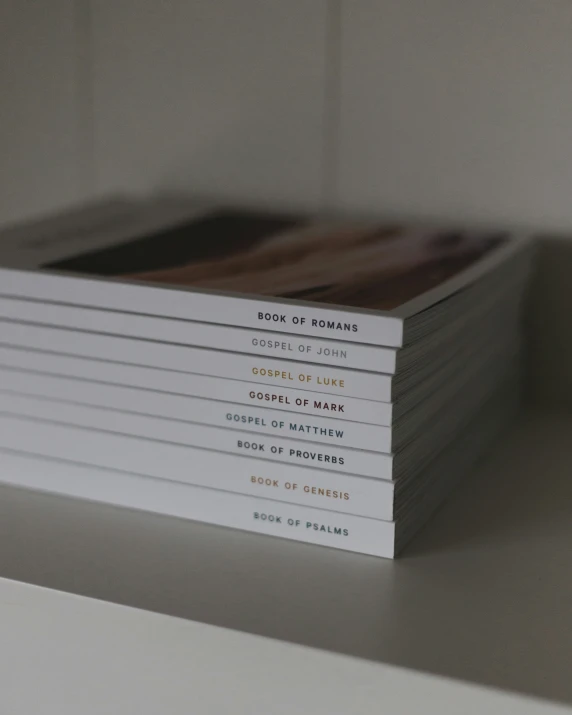 a stack of books on a table