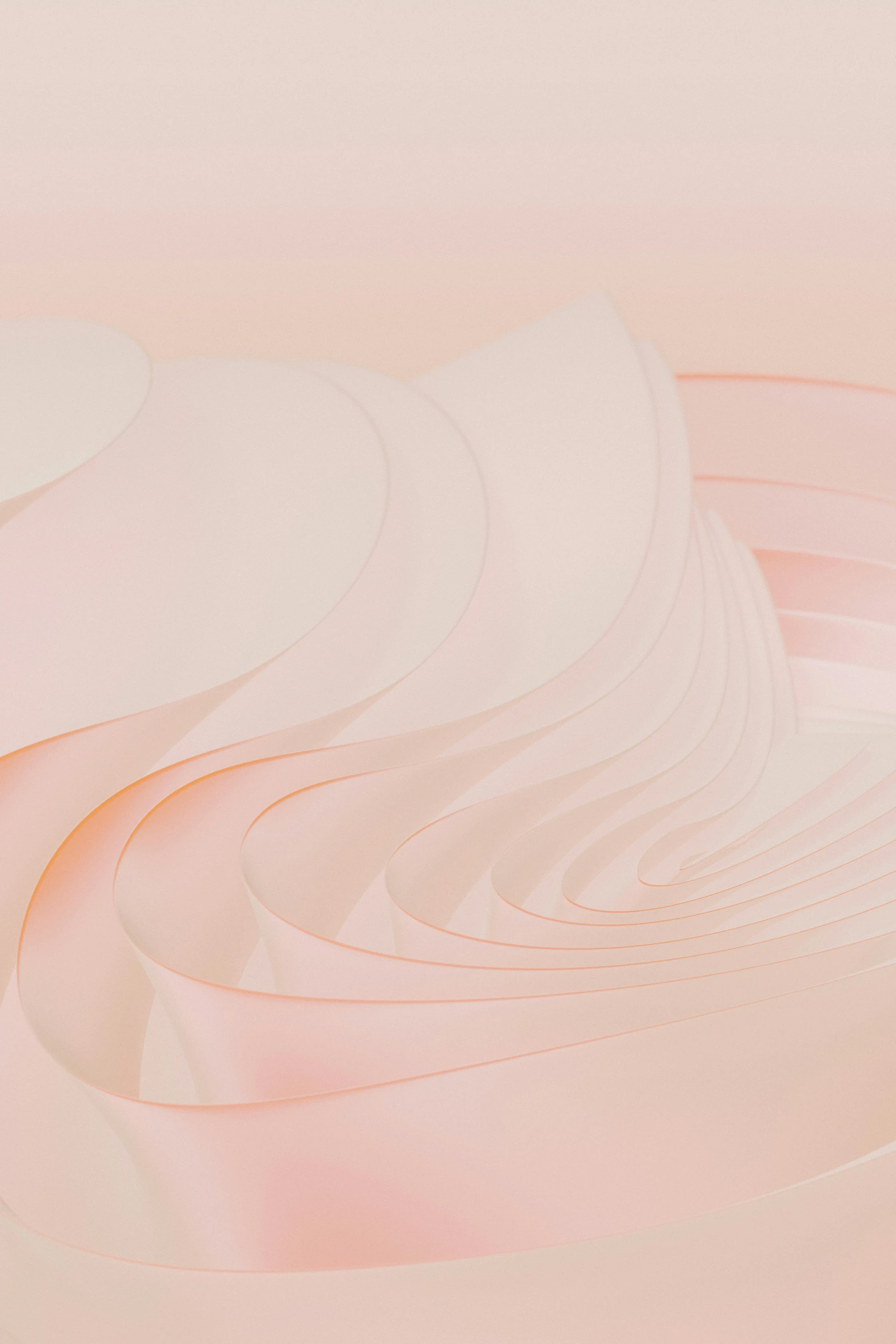 a large, artistic artwork with pink and white waves