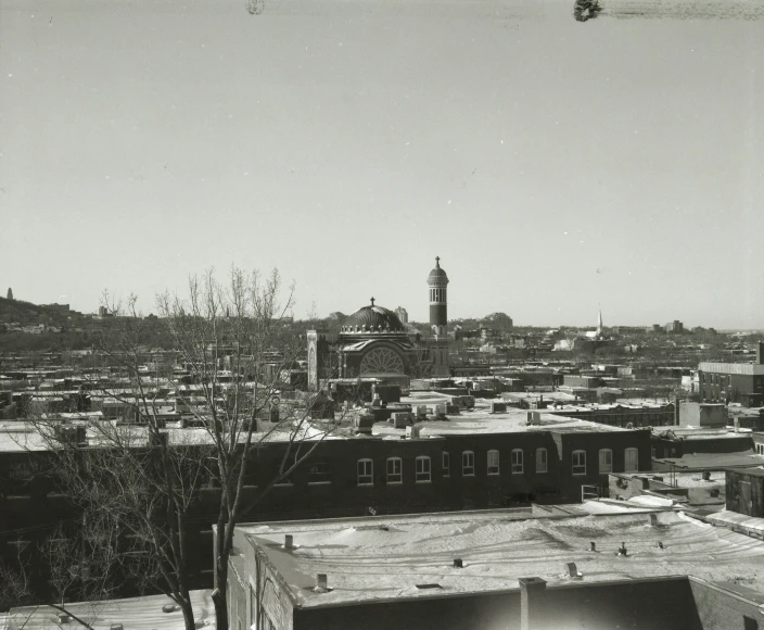 a view of an old city from an over pass