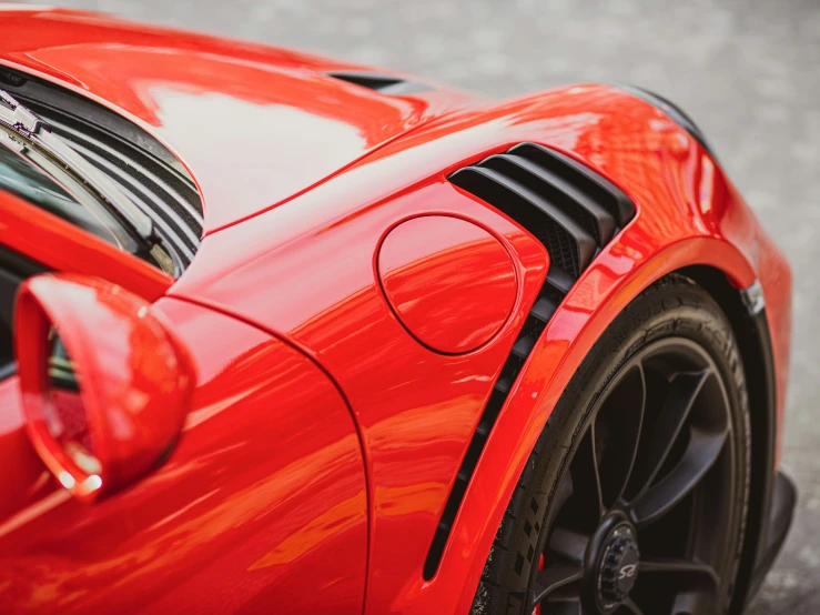 close up view of the nose of a sports car