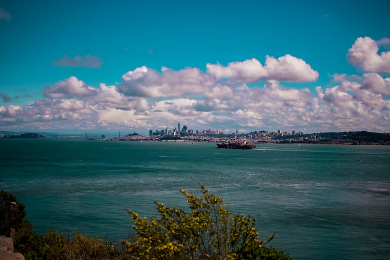 the sea, with buildings, in the distance