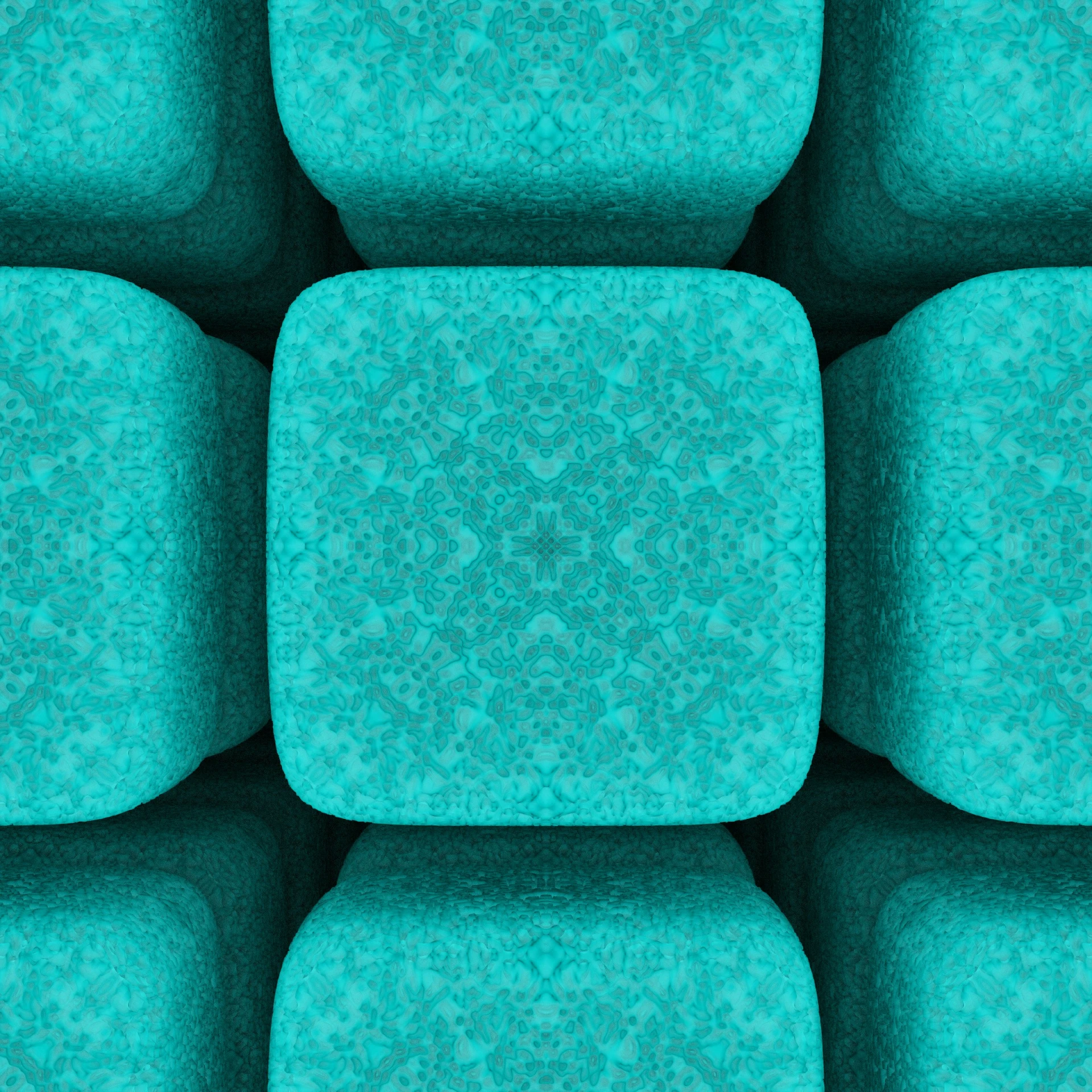 several squares arranged in a pattern in shades of teal