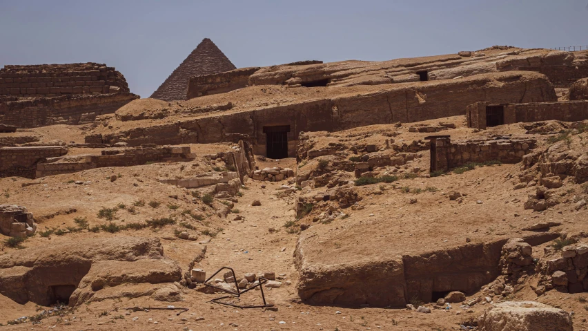 the entrance to an ancient egyptian village on the mountain