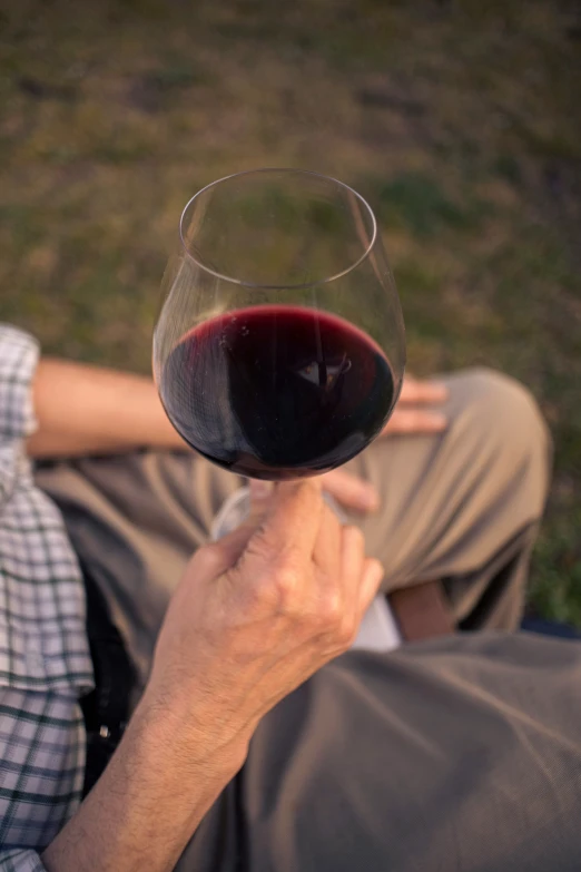 the man is holding a glass of wine