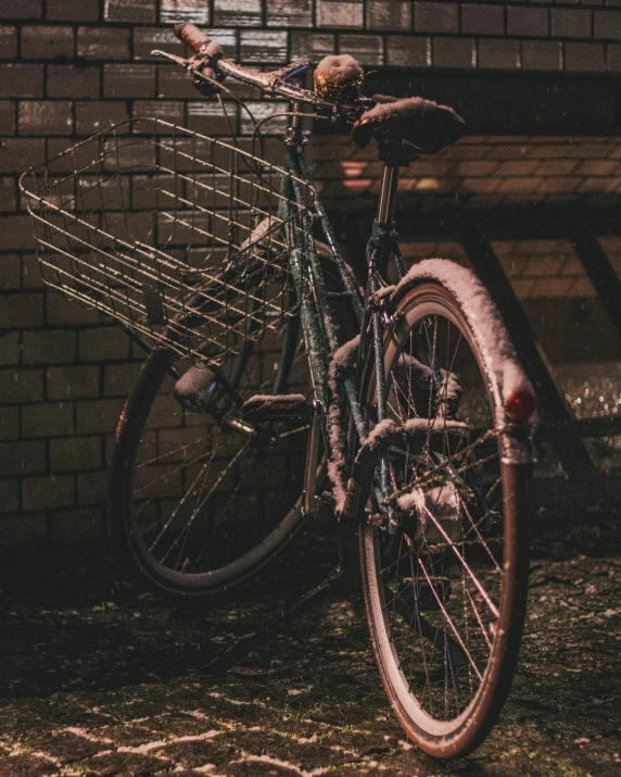 this bike has four bars parked next to it