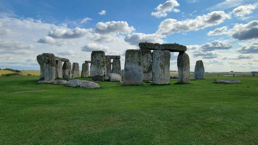 there are numerous ancient stone carvings in the field