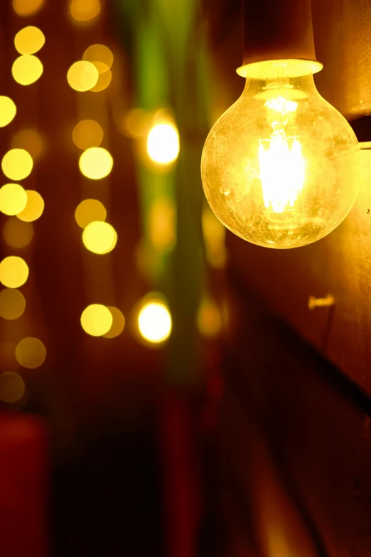 light bulbs in a bright room with many different colors