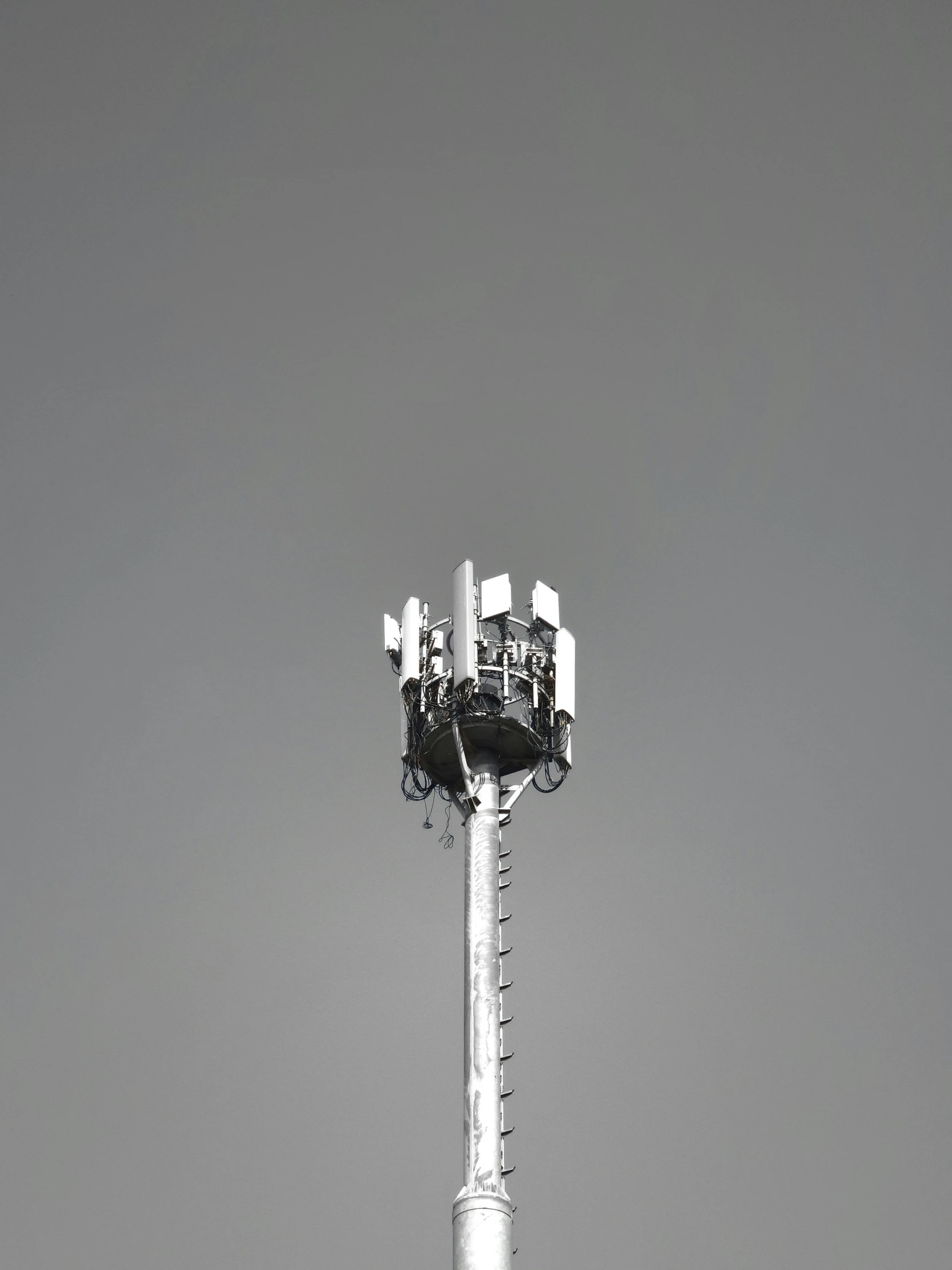 black and white pograph of a tall electronic tower