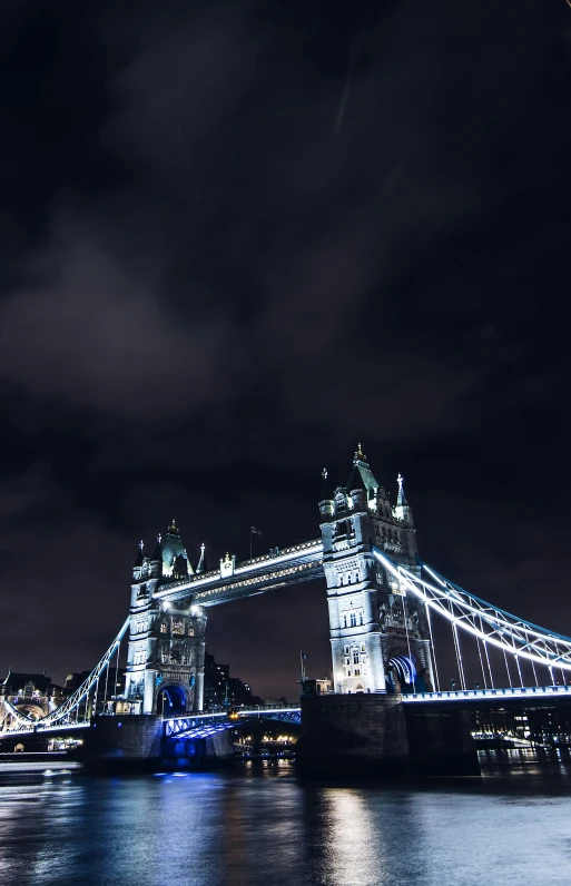 night scene with the london bridge lit up