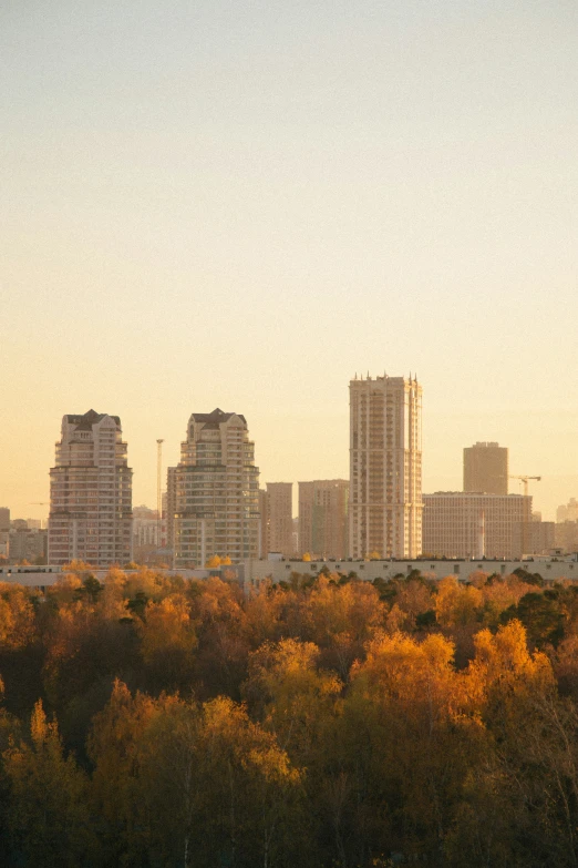 a city skyline with lots of tall buildings