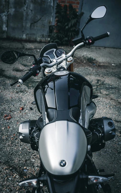 a motorcycle parked in front of a building