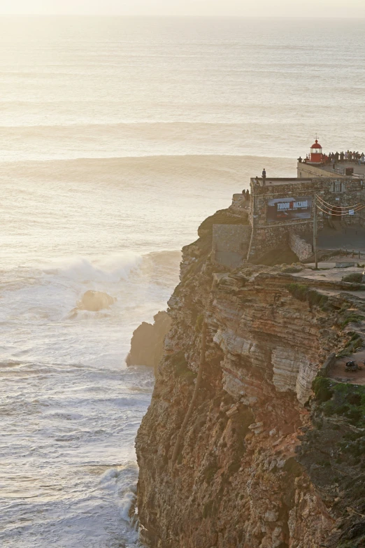 a view from above of the water with cliffs