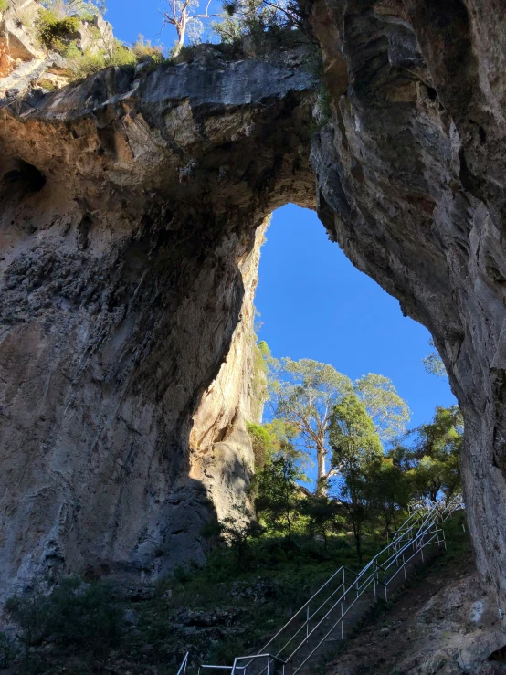 a rock climb leading up to the sky