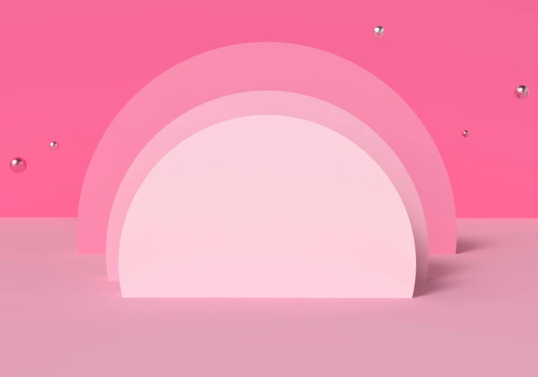 an abstract illustration with different shapes in pink