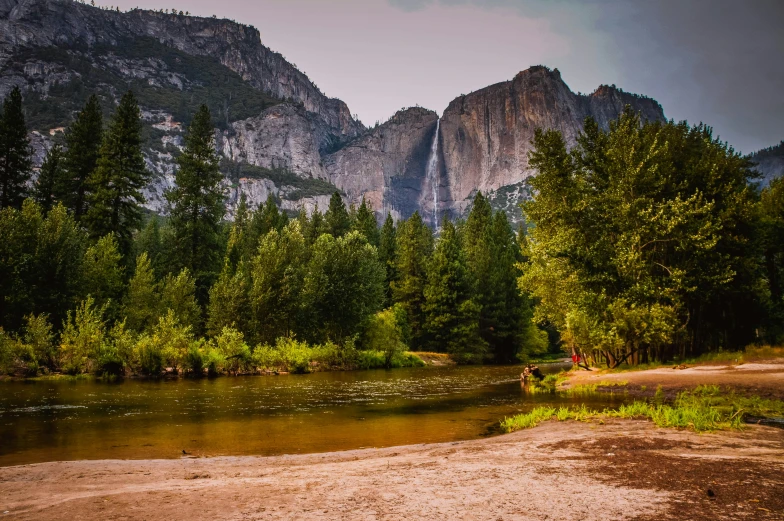 the view of a mountain river surrounded by forest