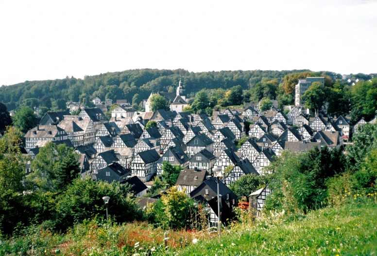 a lot of houses with trees surrounding them