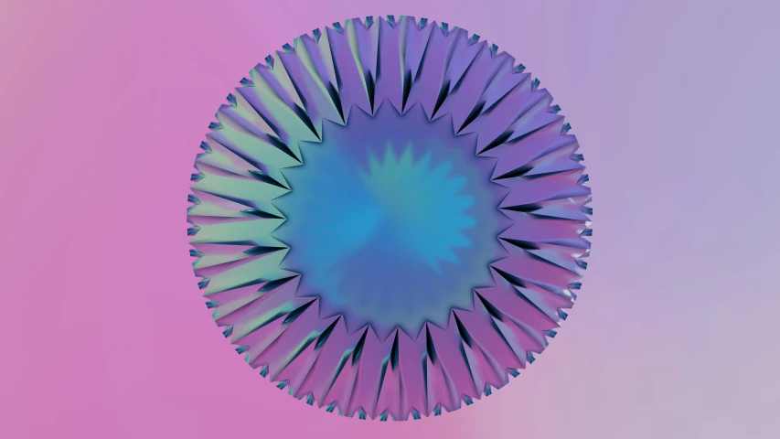 the top view of a blue and pink circular object