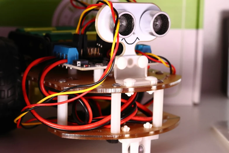 a robot is made to look like it has wires on it